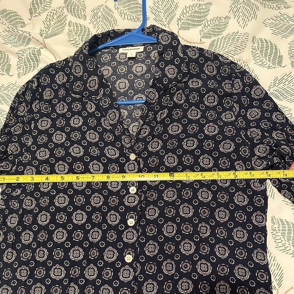 Frank And Oak Navy White floral Paisley Button Down Collared Blouse Size Small - Picture 9 of 10